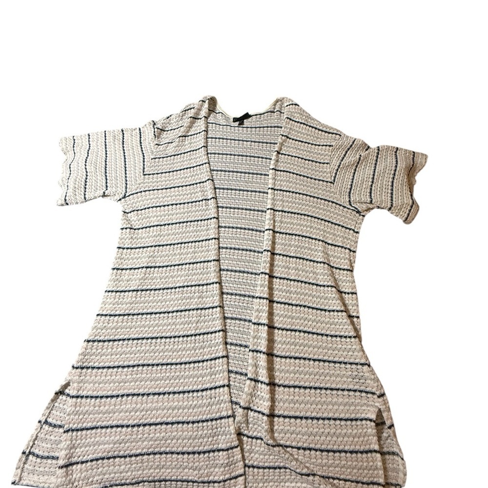 Lane Bryant Open Cardigan 22/24 Cotton Blend Short Sleeve Striped